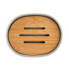 GREY SOAP DISH WITH BAMBOO TOP