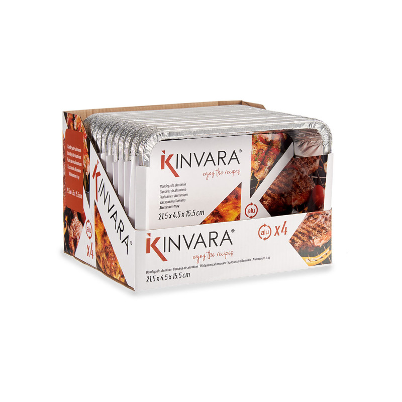 SET OF 4 RECTANGULAR ALUMINIUN TRAYS