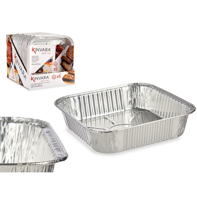 SET OF 6 SQUARE ALUMINIUN TRAYS