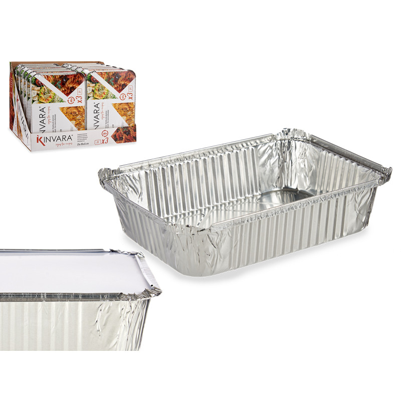 SET OF 3 BIG DEEP ALUMINIUN TRAYS W/COVE