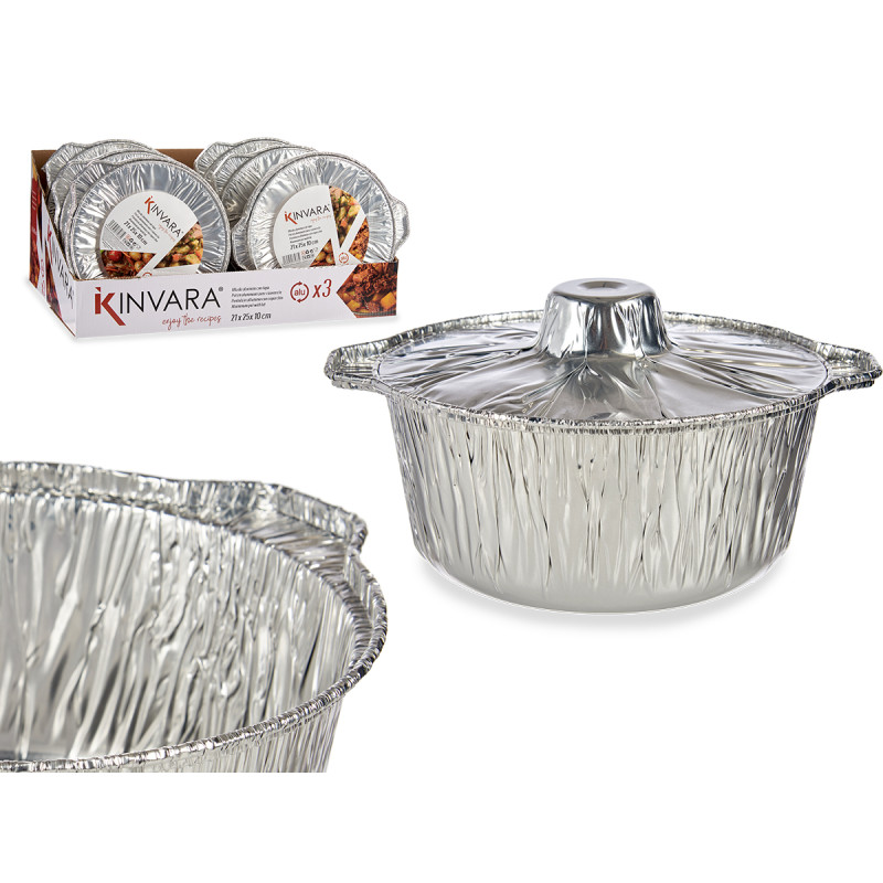 SET 3 CASSEROLES ALUMINIUM AVEC COUVERCLE PETIT