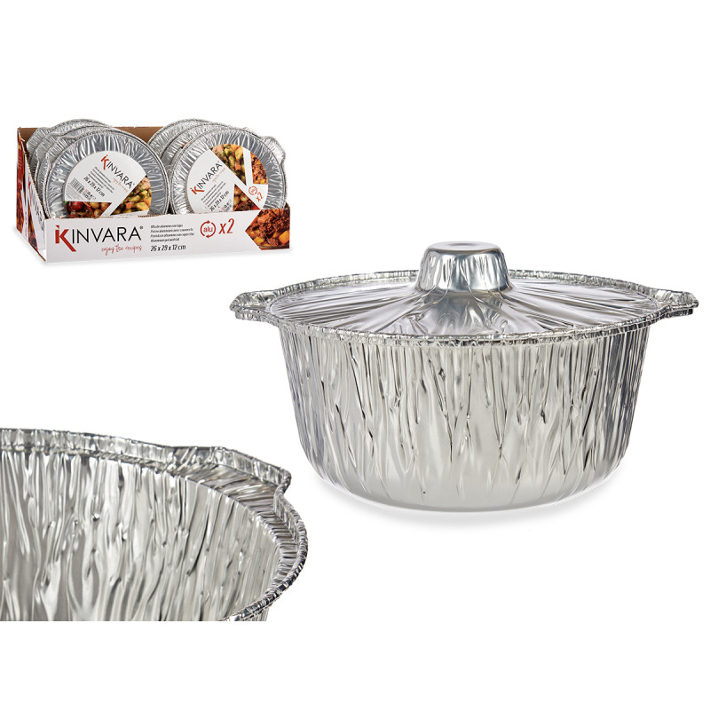 SET 2 CASSEROLES ALUMINIUM AVEC COUVERCLE MOYEN