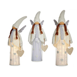 ANJO GRANDE BRANCO COM LUZ LED E CORAÇÃO PRATEADO
