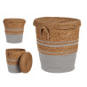BIG GREY SEAGRASS BASKET WITH COVER