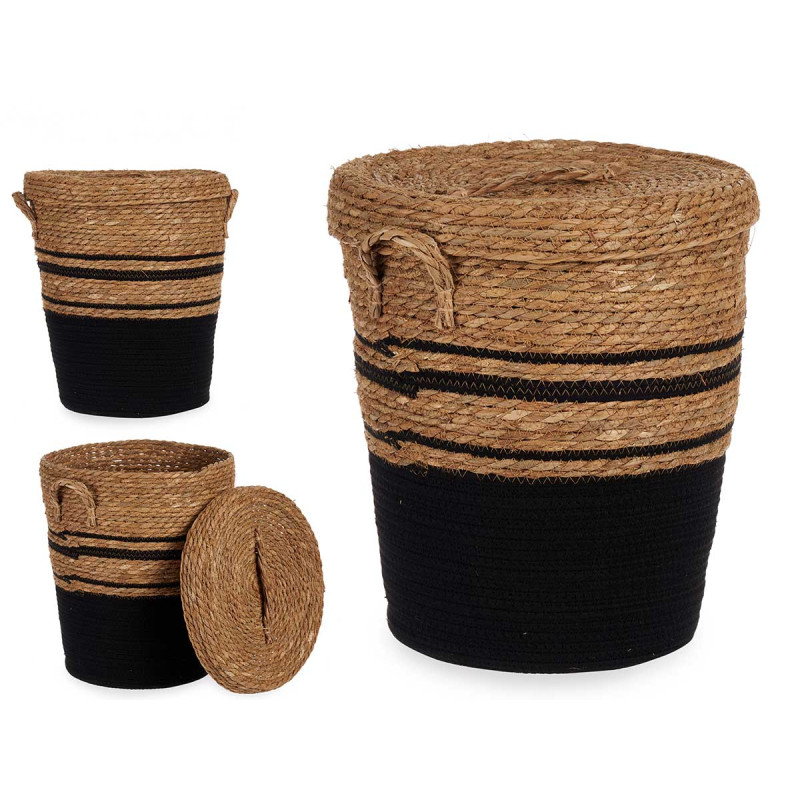 CESTA ALGA NERO CON COPERCHIO PICCOLO