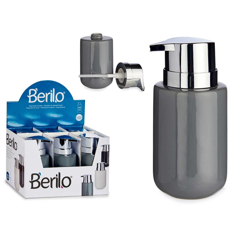 DOSIFICADOR JABON CERAMICA ANCHO GRIS