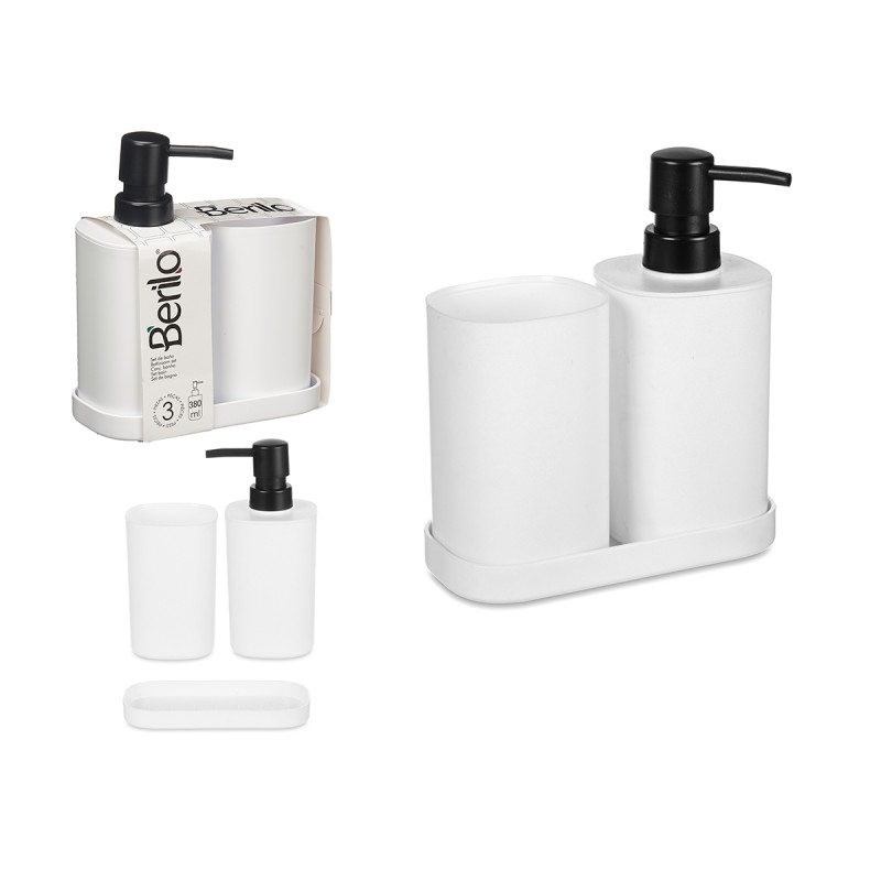 SET 3 BATHROOM PCS PLASTIC WHITE