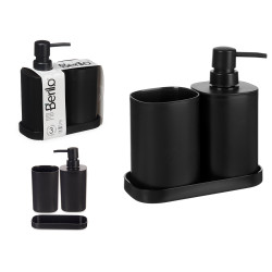 SET 3 BATHROOM PCS PLASTIC BLACK