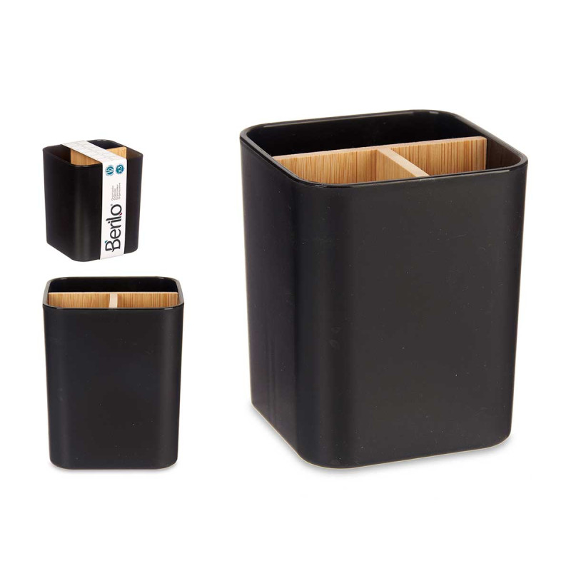 ORGANISEUR CARRÉ 3 COMPARTIMENTS BAMBOU NOIR