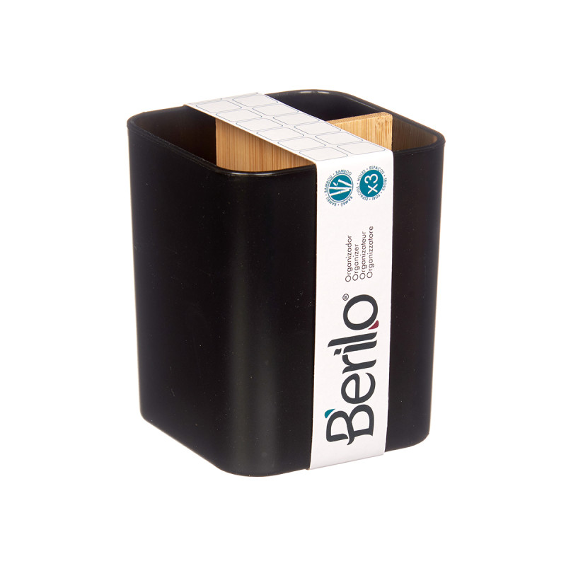 ORGANISEUR CARRÉ 3 COMPARTIMENTS BAMBOU NOIR