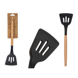 ESPÁTULA EM SILICONE PRETO PEGA MADEIRA