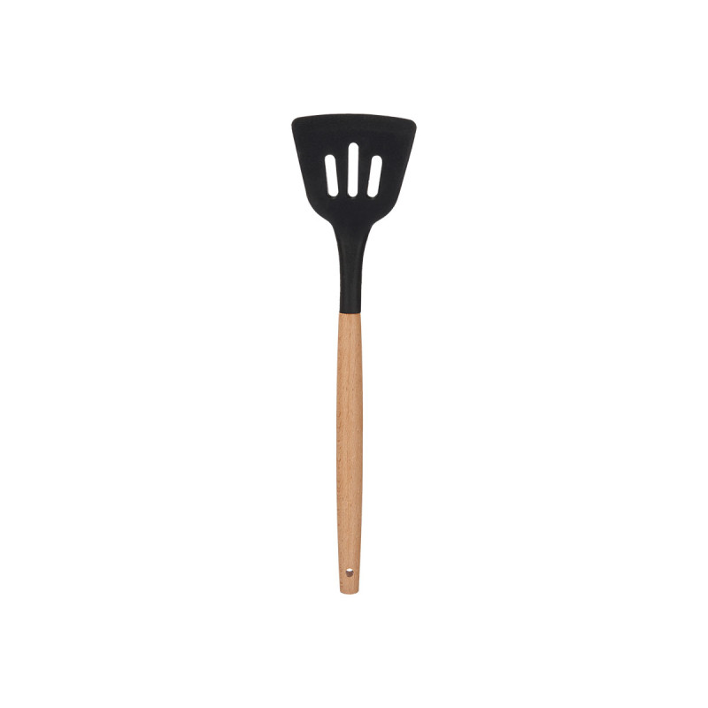 SPATULE EN SILICONE MANCHE EN BOIS NOIR
