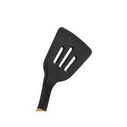 BLACK SILICONE SPATULA WITH WOODEN HANDLE