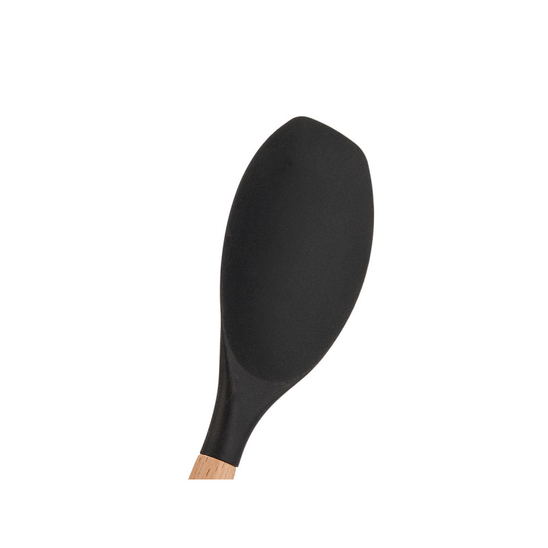 BLACK SOUP SPOON WITH WOODEN HANDLE BLACK SOUP SPOON WITH WOODEN HANDLE