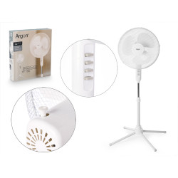 VENTILATEUR SUR PIED BLANC 45W BOUTONS GRIS