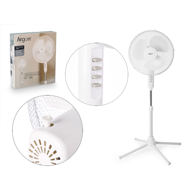 VENTILADOR PIE BLANCO 45W BOTONES GRISES