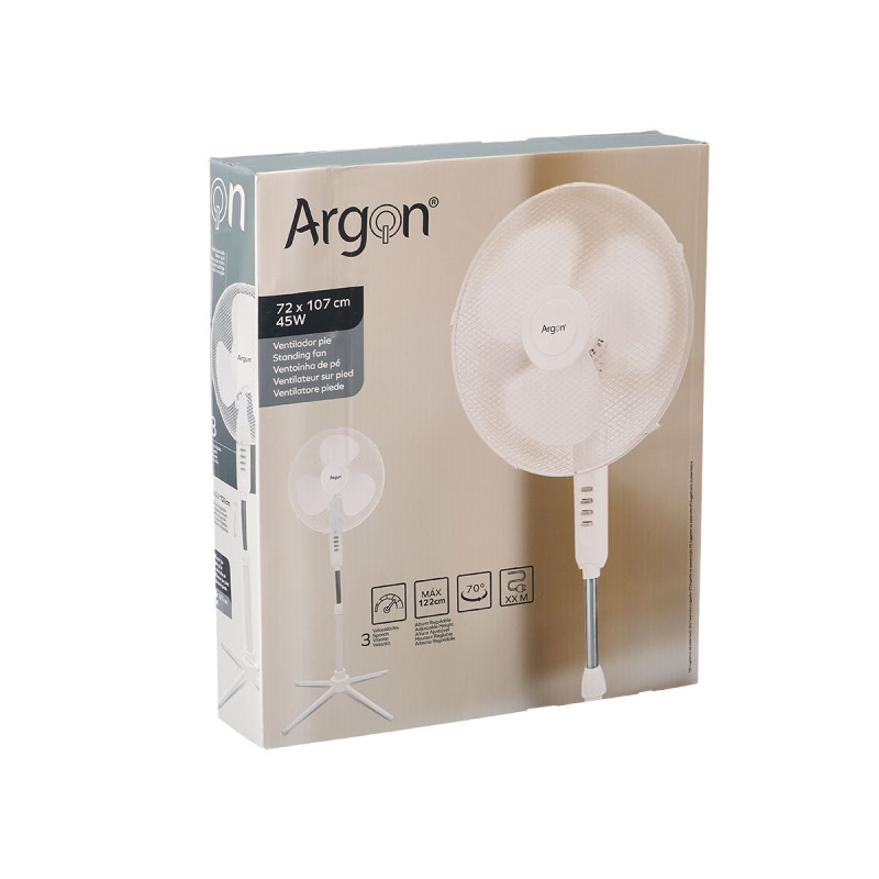 VENTILATORE PIEDE BIANCO 45W BOTTONI GRIGI