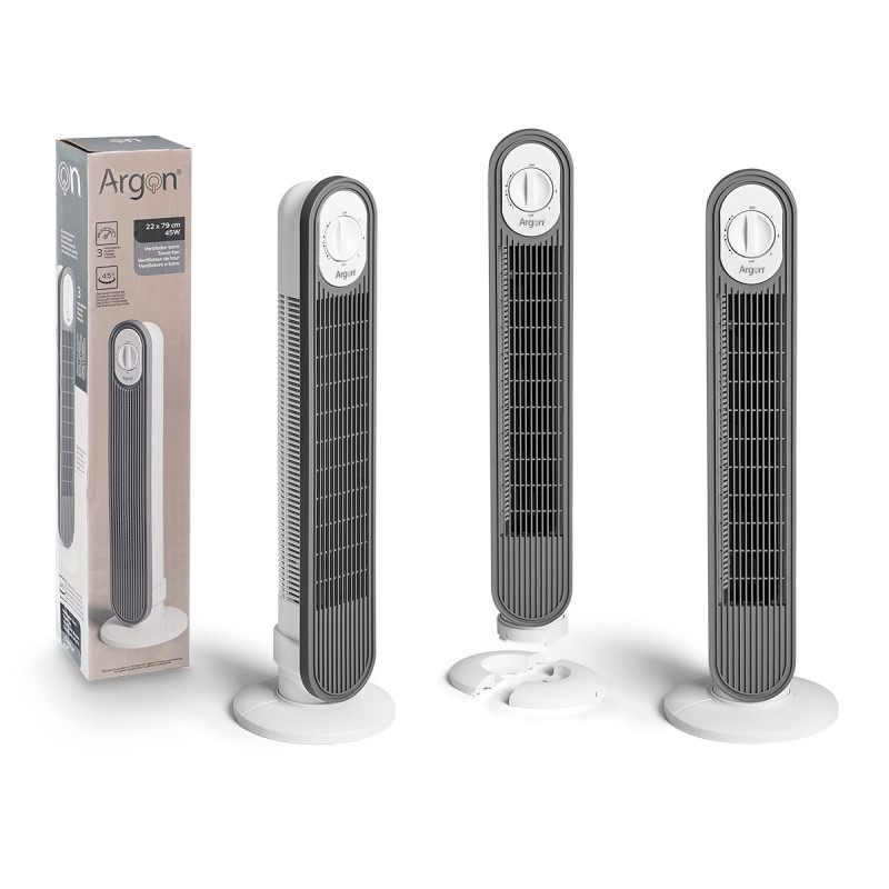 VENTILATORE TORRE ROTANTE BIANCO GRIGIO 45W