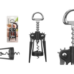 STRAIGHT BLACK CHROME-PLATED CORKSCREW 100GR
