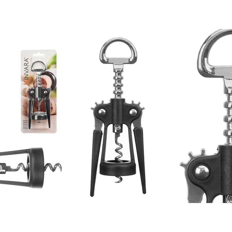 STRAIGHT BLACK CHROME-PLATED CORKSCREW 100GR