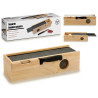 SAUSAGE WOODEN BOX SLATE COVER AND KNIFE