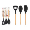 SET 3 PELLES DE CUISINE EN BOIS ET SILICONE NOIR
