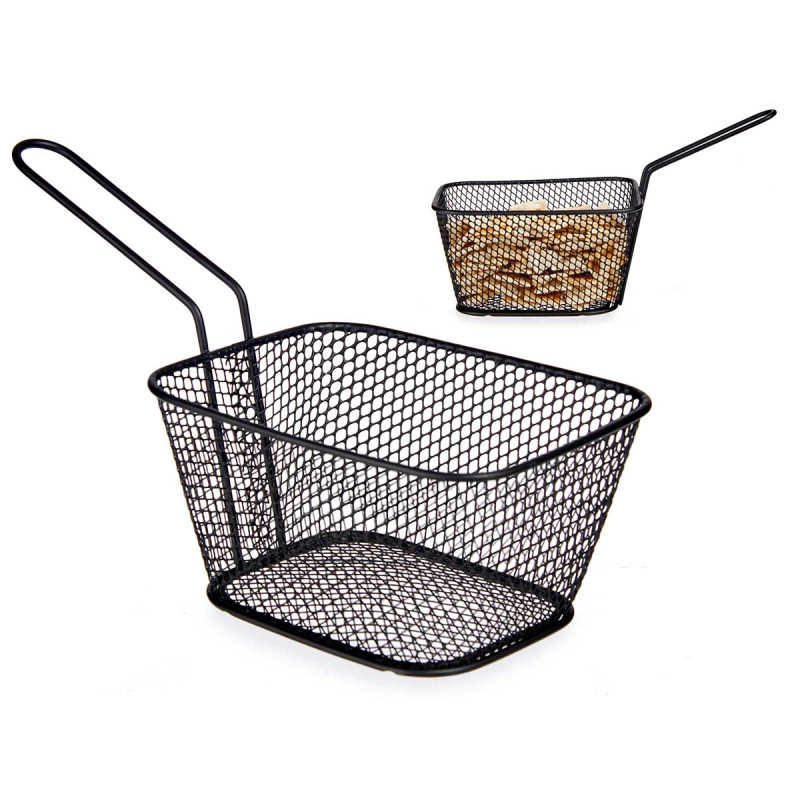 BASKET WITH HANDLE IN MATT BLACK STEEL