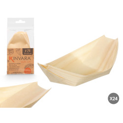 ENSEMBLE  24 MINI PLATEAUX OVALE  BOIS