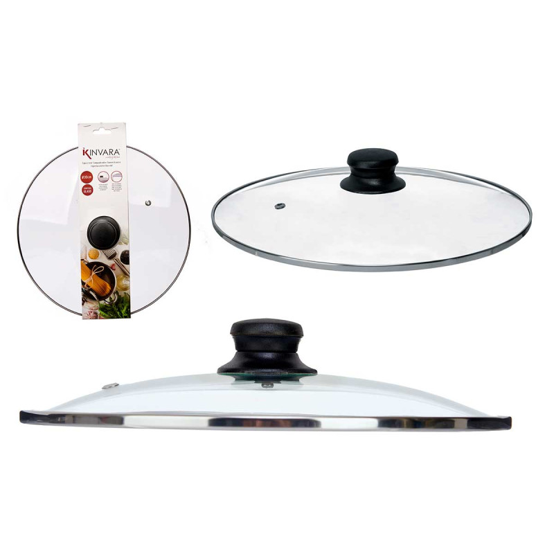 COUVERCLE EN VERRE BORD ARGENTÉ 30CM