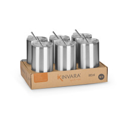 VASO PAJITA TAPA ACERO INOXIDABLE 600ML