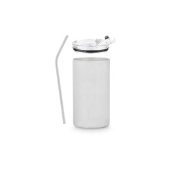 VERRE AVEC PAILLE COUVERCLE ACIER INOXYDABLE 600ML