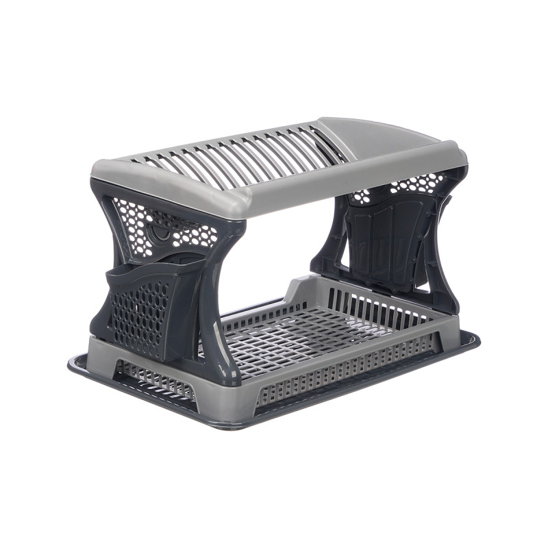 GRAY DOUBLE-HEIGHT DISH DRAINER