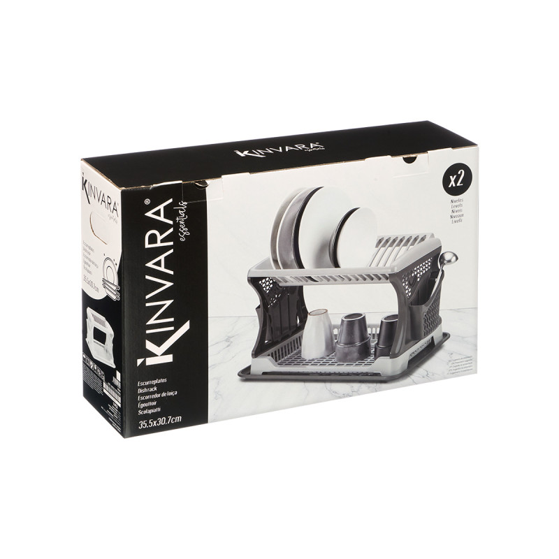 GRAY DOUBLE-HEIGHT DISH DRAINER