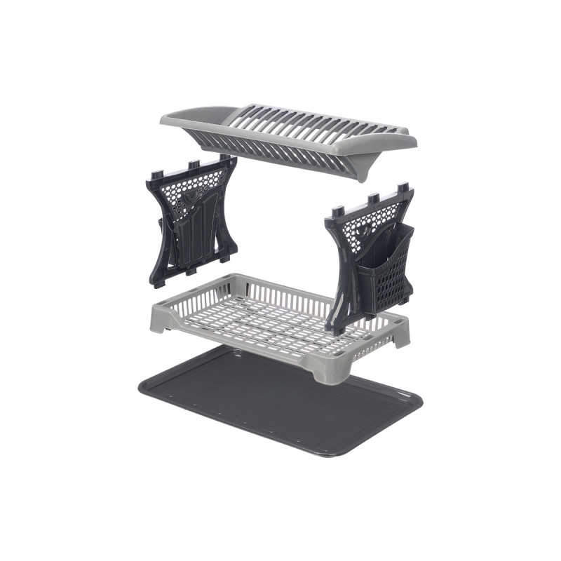 GRAY DOUBLE-HEIGHT DISH DRAINER