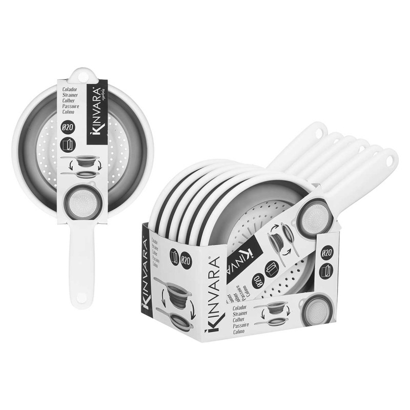 STRAINER WITH WHITE AND GREY HANDLE 20CM