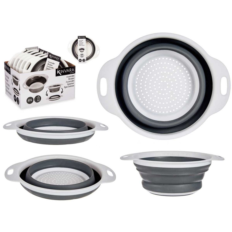 SCOLAPASTA ROTONDO BIANCO E GRIGIO 20CM
