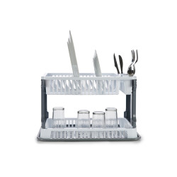 PLASTIC RATTAN DISH DRAINER WHITE