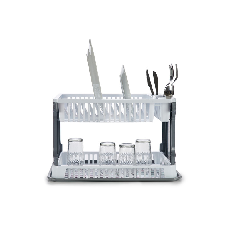 PLASTIC RATTAN DISH DRAINER WHITE