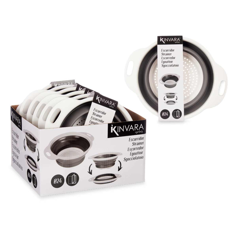 SCOLAPASTA ROTONDO BIANCO E GRIGIO 20CM