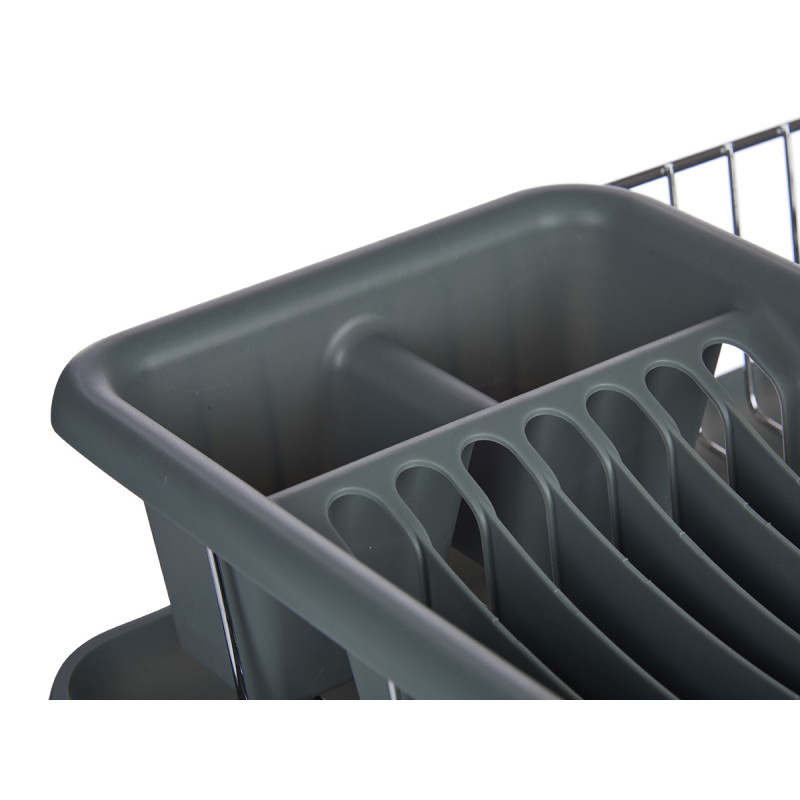 FLAT GREY DISH DRAINER WITH TRAY CONTAINER