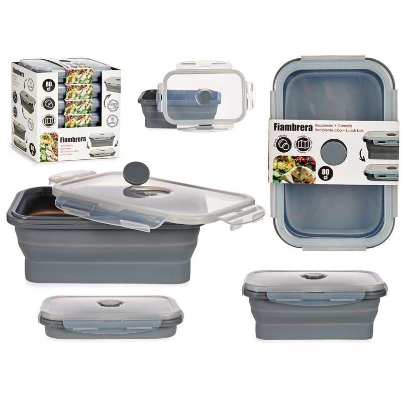 RECTANGULAR SILICONE LUNCHBOX 800ML ANTHRACITE