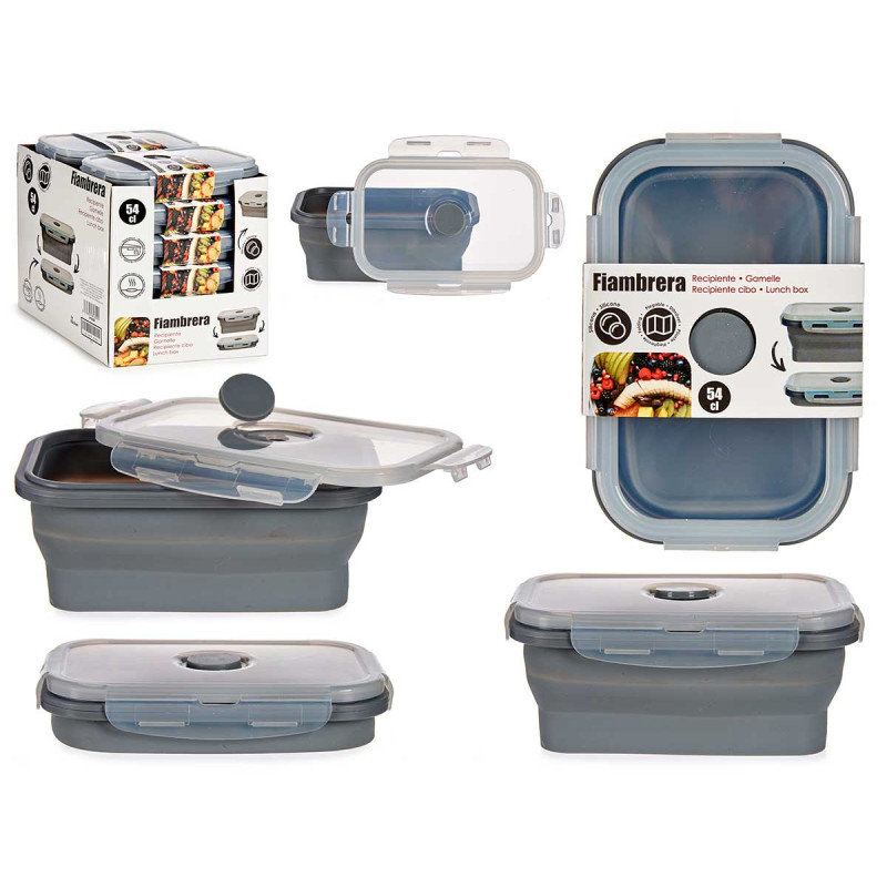 RECTANGULAR SILICONE LUNCHBOX 540ML ANTHRACITE