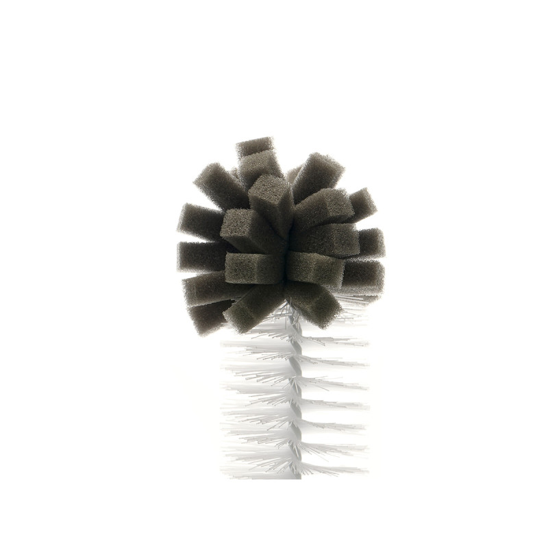 BOTTLE CLEANING BRUSH WITH GREY SILICONE HANDLE