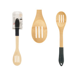 BLACK BAMBOO STRIPED KITCHEN SPOON