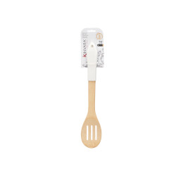 WHITE BAMBOO STRIPED KITCHEN SPOON