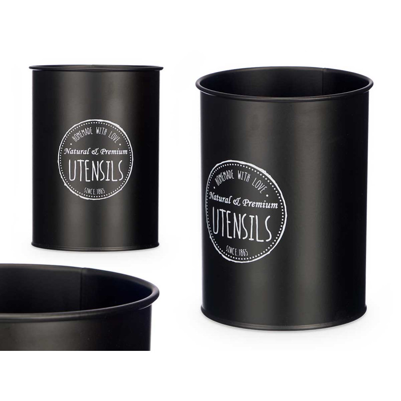 STEEL UTENSIL HOLDER BLACK