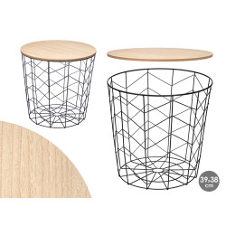 TAVOLO AUSILIARE ACCIAIO TOP LEGNO NERO ASS 2