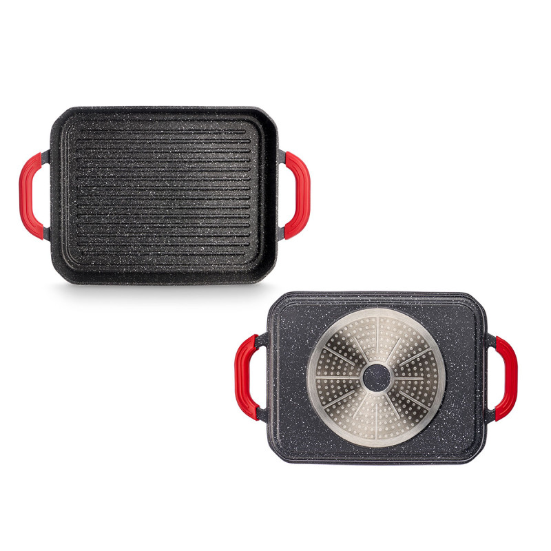 POELE GRILL 32X25CM CREUSE FONDU INDUCTION