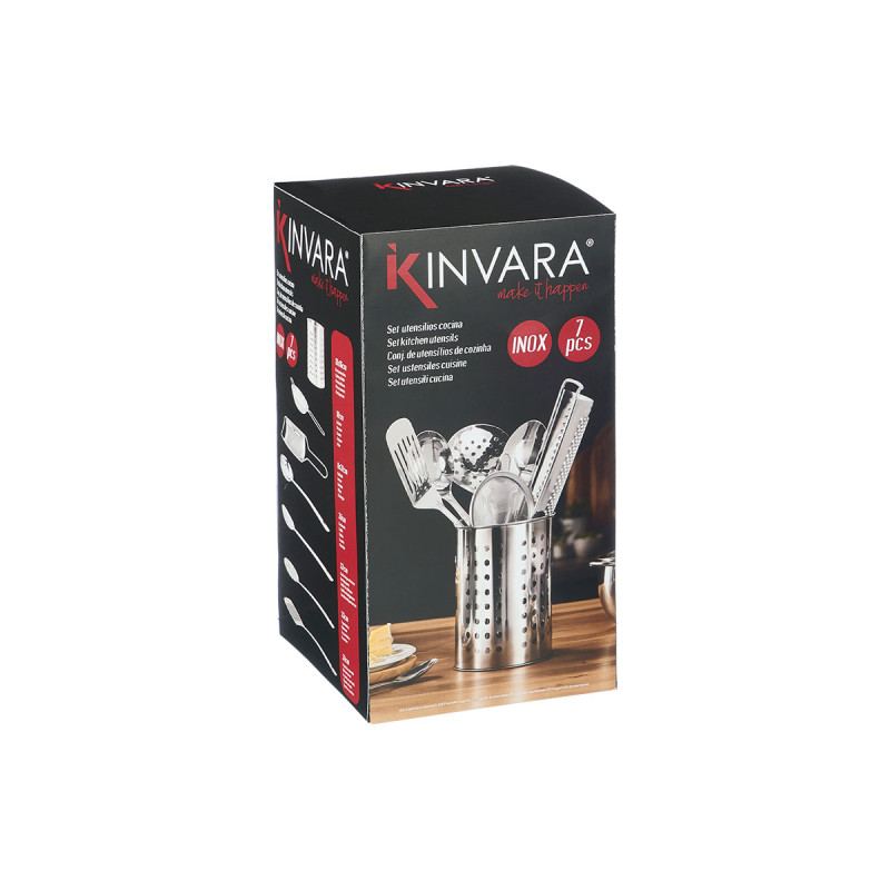 CONJ 7 UTENSILIOS COZINHA EM AÇO INOX