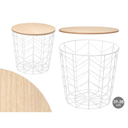 TAVOLO AUSILIARE ACCIAIO TOP LEGNO BIANCO ASS 2